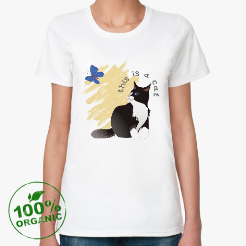 Женская футболка из органик-хлопка 'This is a cat'