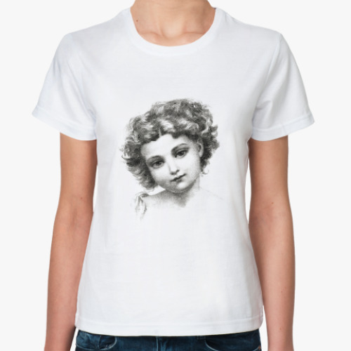 Классическая футболка винтажный 'Портрет девочки'