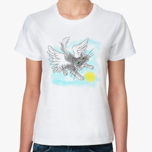 Классическая футболка Кошка-ангел