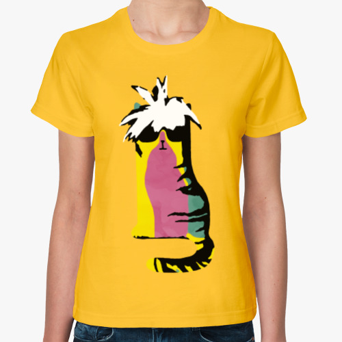 Женская футболка Поп-арт кот. Современное искусство