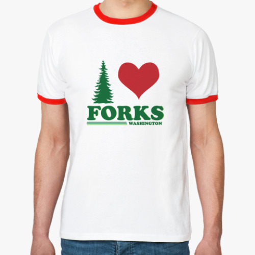 Футболка Ringer-T I love Forks.WA
