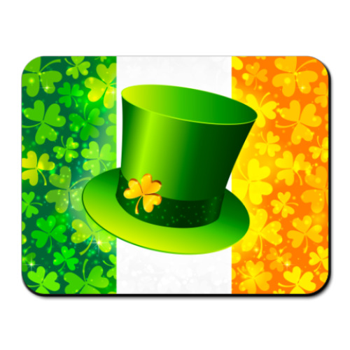 Коврик для мыши Зеленая шляпа+ирландский флаг