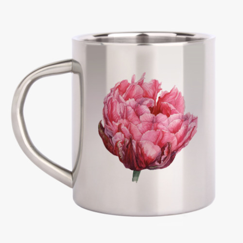 Кружка металлическая Цветок тюльпан акварель