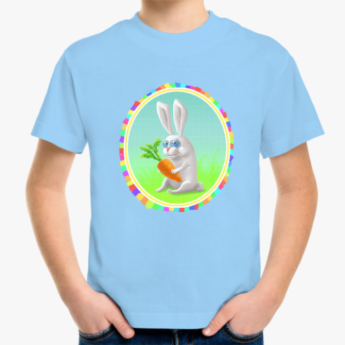 Детская футболка Смешной заяц с морковкой
