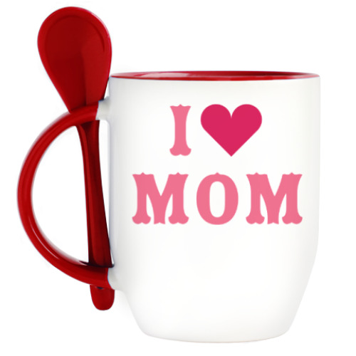 Кружка с ложкой I love mom