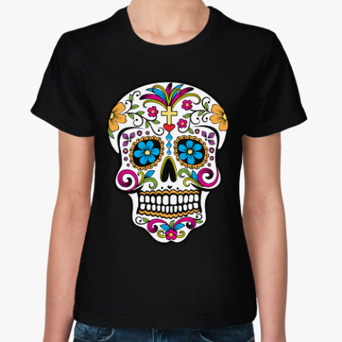 Женская футболка Мексиканский череп Calavera