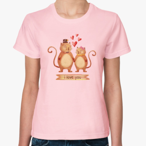 Женская футболка i luv u cat