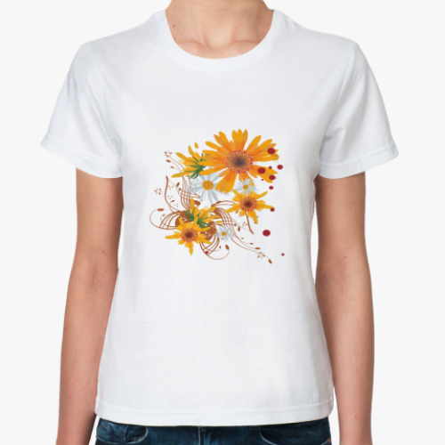 Классическая футболка Цветы ORANGE
