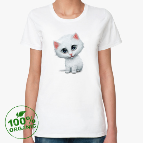 Женская футболка из органик-хлопка Внимательный котик