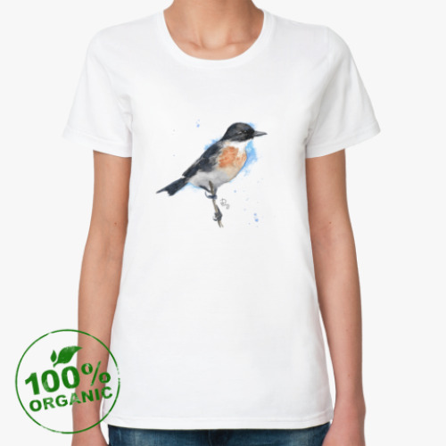 Женская футболка из органик-хлопка Птица акварель