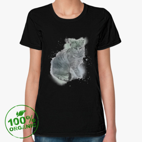 Женская футболка из органик-хлопка Серый сердитый кот