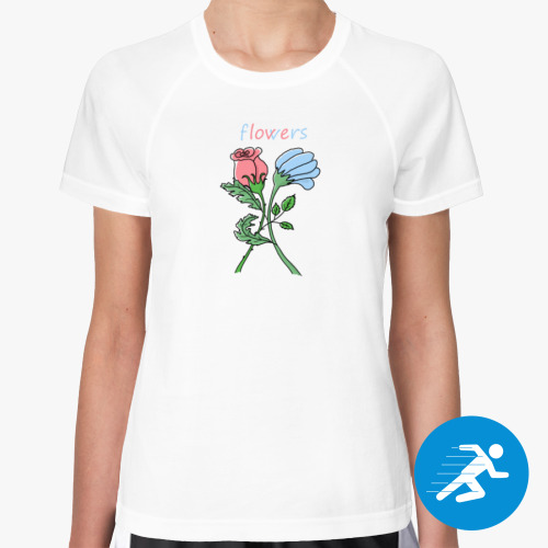 Женская спортивная футболка Влюблённые цветы flowers