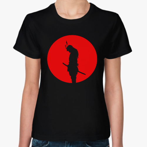 Женская футболка Солнце и самурай