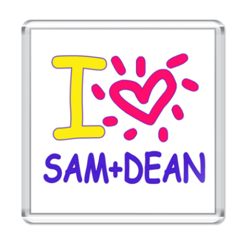 Магнит Supernatural - I love Dean+Sam