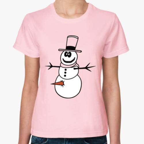 Женская футболка Неправильный  снеговик