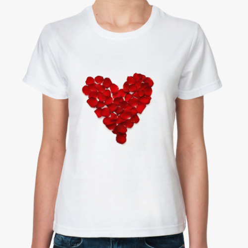 Классическая футболка  Сердце из лепестков