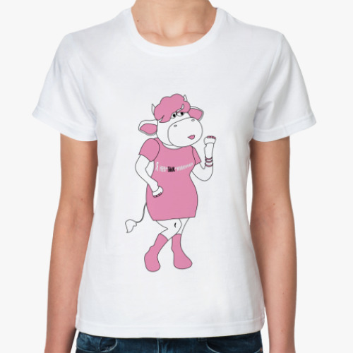 Классическая футболка 'Розовая корова'