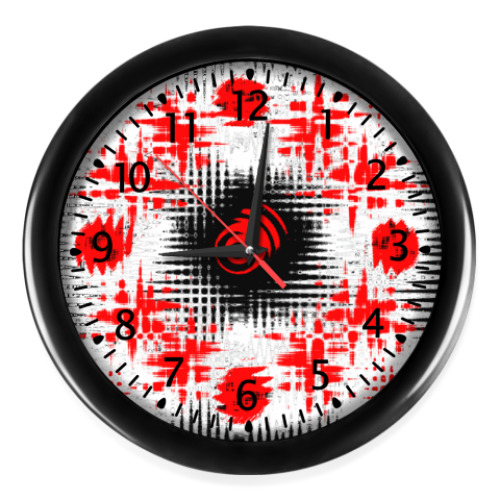 Настенные часы Черно красная абстракция