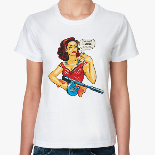 Классическая футболка Девушка с автоматом