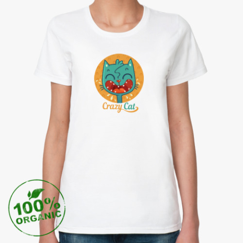 Женская футболка из органик-хлопка Crazy Cat