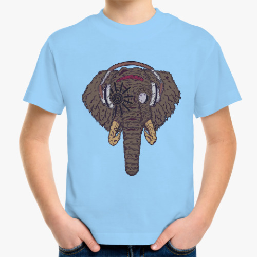 Детская футболка Слон в наушниках