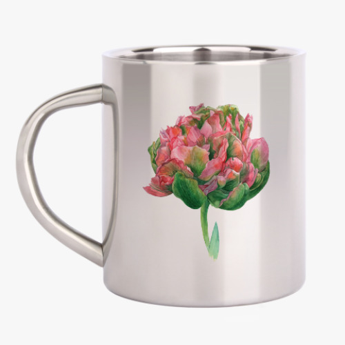 Кружка металлическая Цветок тюльпан акварель