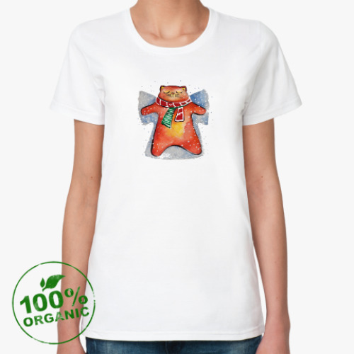 Женская футболка из органик-хлопка Снежный Кот