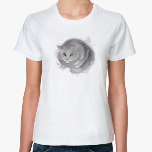Классическая футболка Серый кот, кошка