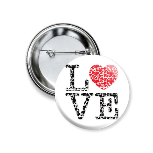 Значок 37мм LOVE (Сердце)