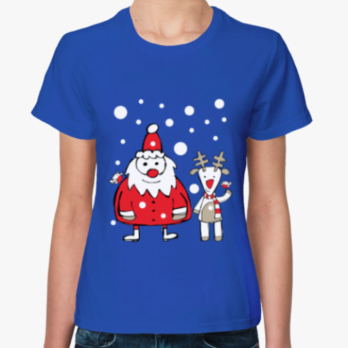 Женская футболка Дед Мороз и олень