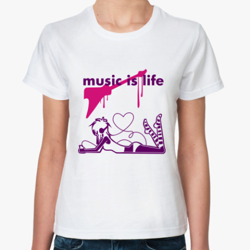 Классическая футболка music is life