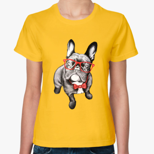 Женская футболка Dog with bowtie