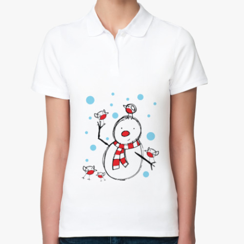 Женская рубашка поло Снеговик