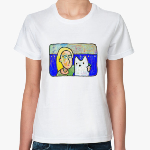 Классическая футболка Она и котик