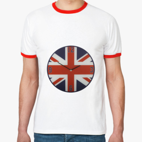 Футболка Ringer-T Часы с британским флагом