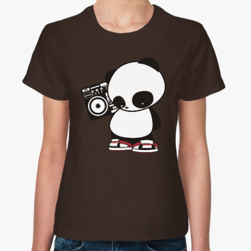 Женская футболка Панда с магнитофоном