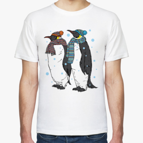 Футболка Новогодние пингвины в шапках