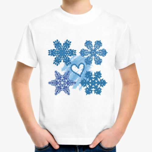 Детская футболка Влюбленные снежинки