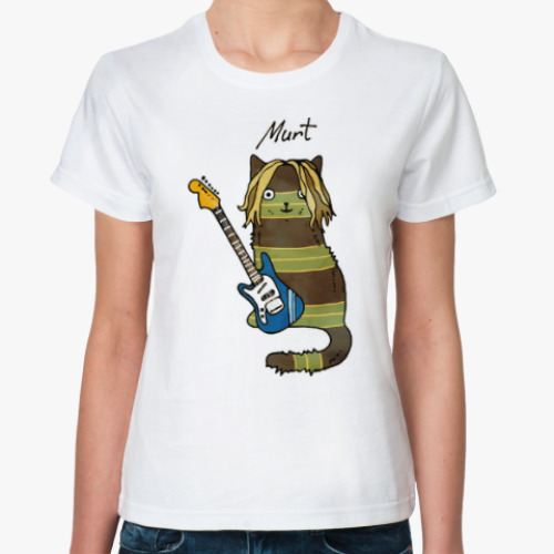 Классическая футболка Кот Мурт с гитарой