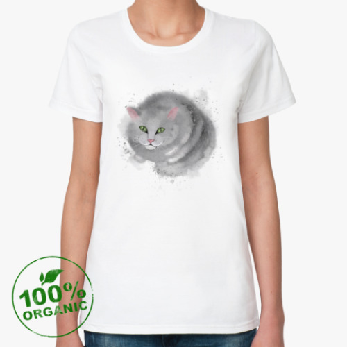 Женская футболка из органик-хлопка Серый кот, кошка