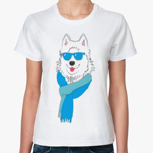 Классическая футболка Собака в шарфике