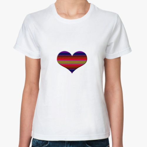 Классическая футболка Сердце в полоску