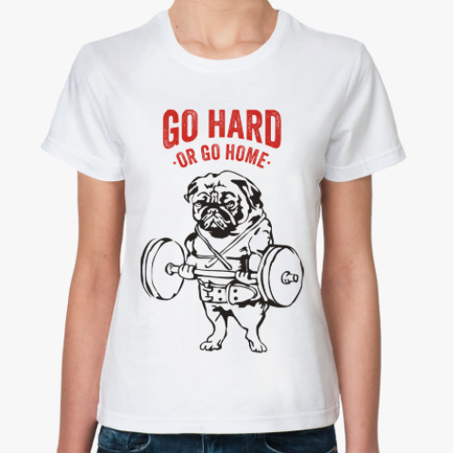 Классическая футболка Мопс собака культурист качок