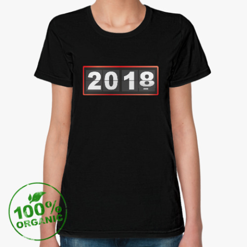 Женская футболка из органик-хлопка Новый год 2018 наступает