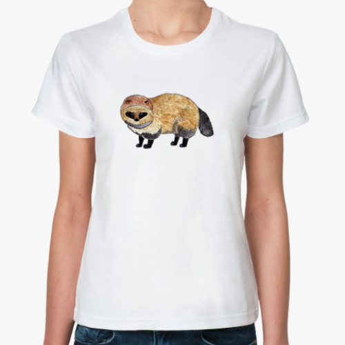 Классическая футболка енотовидная собака