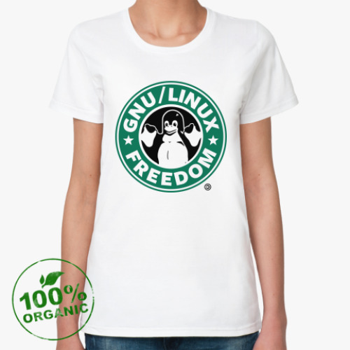 Женская футболка из органик-хлопка GNU Linux Freedom