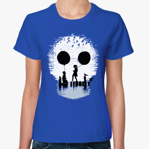 Женская футболка Blue Skull Sunset