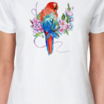 Попугай на ветке попугай ара птицы цветы