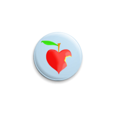 Значок 25мм Яблочное сердце