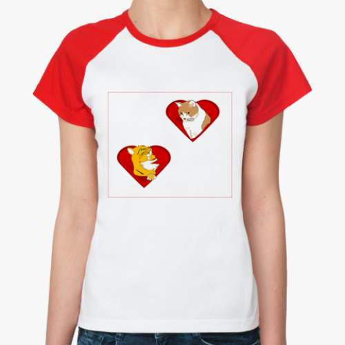 Женская футболка реглан Любовь и кошки